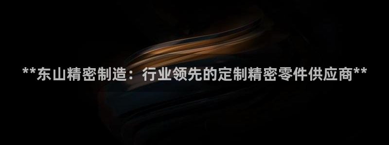彩神ix能赚钱吗：**东山精密制造：行业领先的定制精密零件供应商**